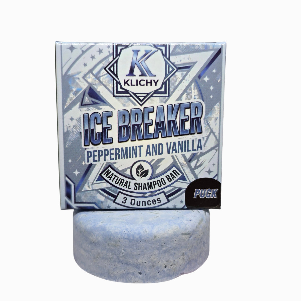 Klichy Ice Breaker Natural Shampoo Bar stacked bars, Peppermint & Vanilla scent